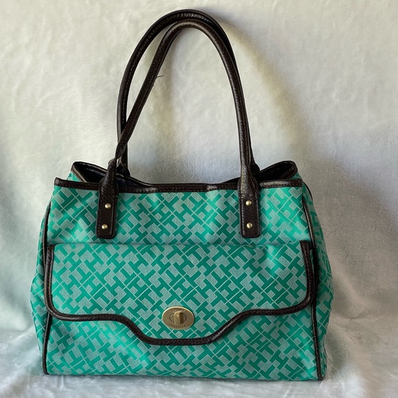 Tommy Hilfiger Handbags - Tommy Hilfiger signature logo teal green satchel tote shoulder bag